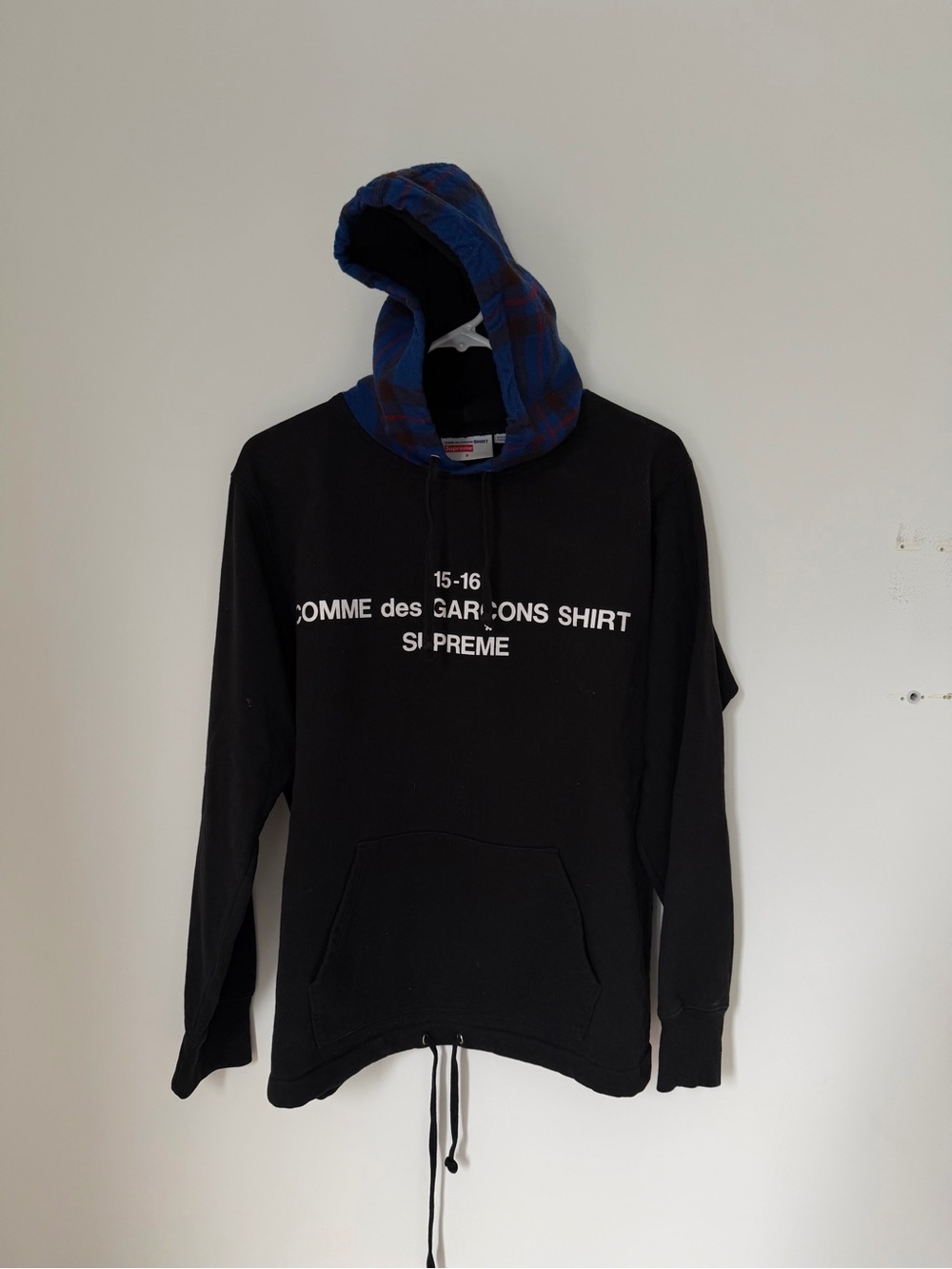 FW15 Supreme x Comme des Garcons Plaid Hoodie Size Small
